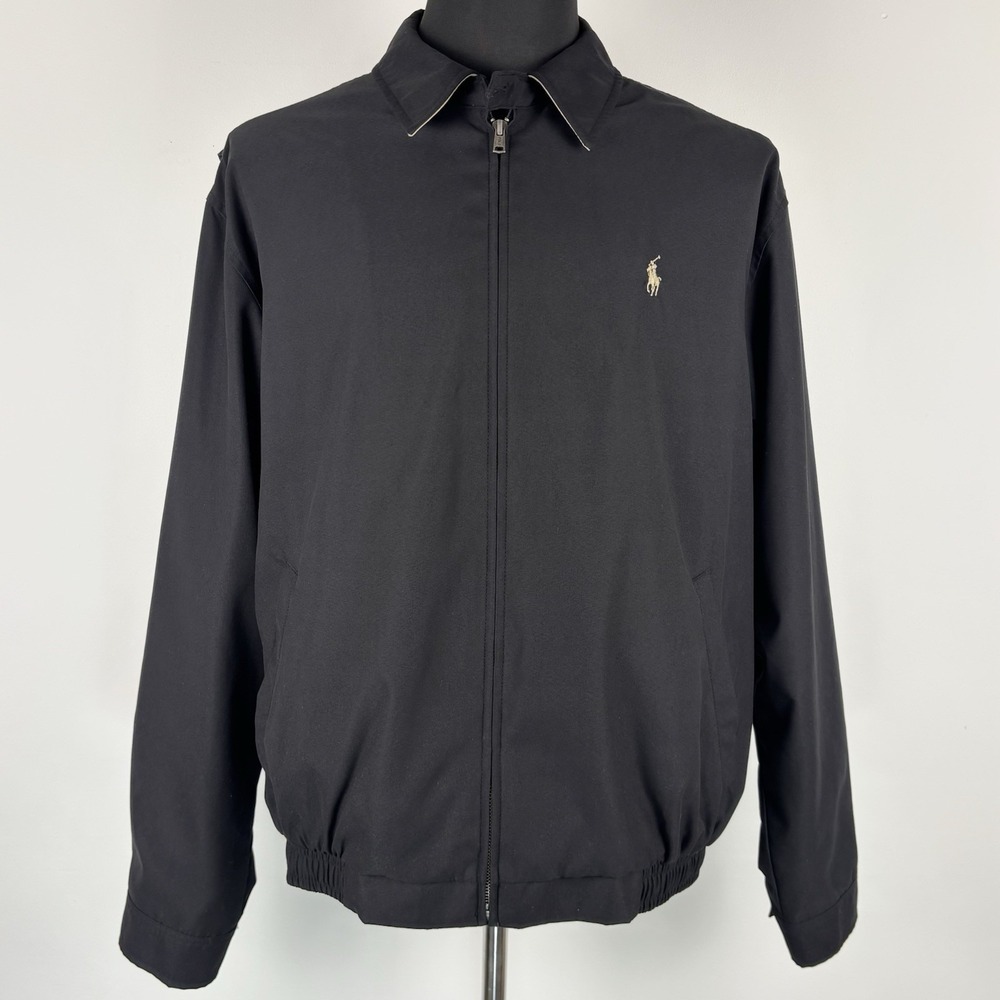 Vintage Polo Ralph Lauren Jacket Men's L Black Harrington Bi Swing Bomber Lined